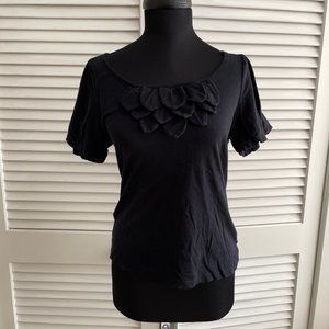 Anthropologie Black Leaf embellished tee